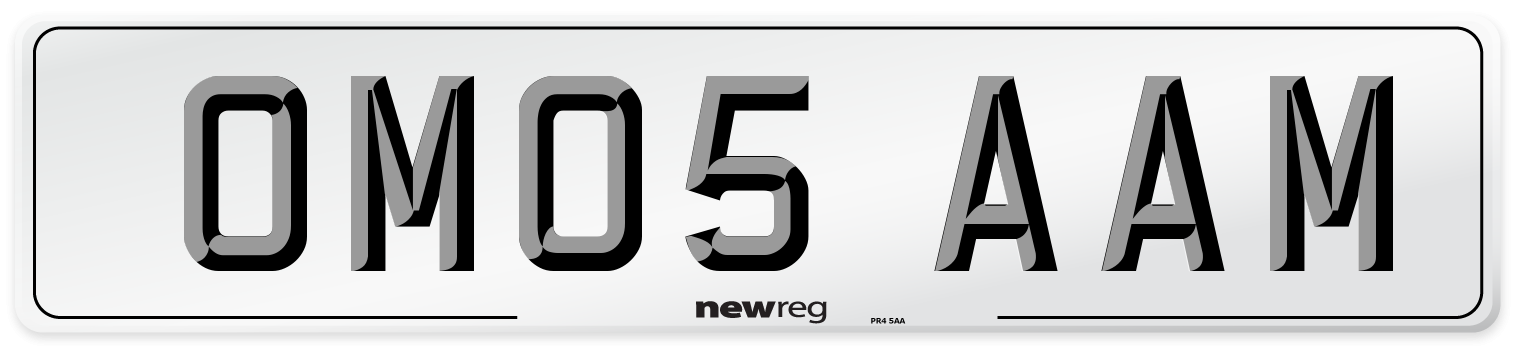 OM05 AAM Number Plate from New Reg